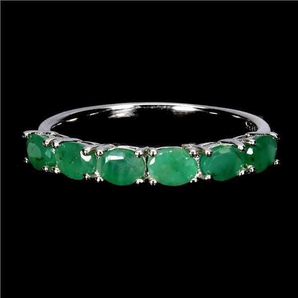 OVAL EMERALD RING IN 14K YELLOW PLATED GOLD OVER 925 STERLING SILVER - SIZE 8 - APPRAISED REPLACEMEN