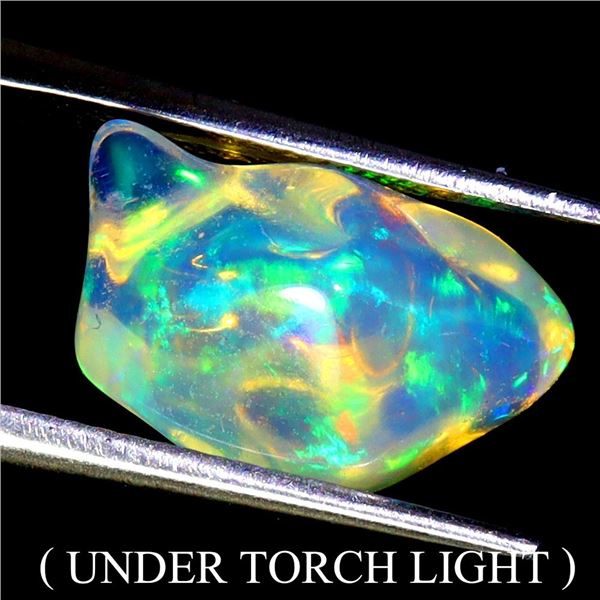 ROUGH 4.83 CARATS AAA FLORAL FLASH PLAY OF COLOR ETHIOPIAN CRYSTAL FIRE OPAL 15X10 mm - APPRAISED RE