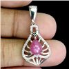 Image 2 : BIG 9X7 mm PEAR CUT RUBY CABOCHON AND CZ PENDANT IN 14K WHITE PLATED GOLD OVER 925 STERLING SILVER -