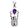 Image 2 : 7X5 mm PEAR CUT AMETHYST AND WHITE TOPAZ PENDANT IN 14K WHITE GOLD PLATED OVER 925 STERLING SILVER -