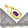 Image 3 : BIG 12X8 mm OVAL AMETHYST AND CZ IN 14K YELLOW GOLD PLATED OVER 925 STERLING SILVER - APPRAISED REPL