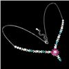 Image 2 : MARQUISE CUT PINK TOPAZ AND PARAIBA BLUE TOPAZ NECKLACE IN 14K WHITE GOLD PLATED OVER 925 STERLING S