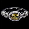 Image 1 : 7X5 mm YELLOW SAPPHIRE RING IN 14K WHITE GOLD PLATED OVER 925 STERLING SILVER - APPRAISED REPLACEMEN