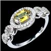 Image 2 : 7X5 mm YELLOW SAPPHIRE RING IN 14K WHITE GOLD PLATED OVER 925 STERLING SILVER - APPRAISED REPLACEMEN