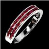 Image 1 : MYANMAR ROUND RUBY DIAMOND CUT RING IN 14K WHITE GOLD PLATED OVER 925 STERLING SILVER - SIZE 8 - APP