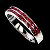 Image 2 : MYANMAR ROUND RUBY DIAMOND CUT RING IN 14K WHITE GOLD PLATED OVER 925 STERLING SILVER - SIZE 8 - APP