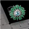 Image 3 : PEAR CUT EMEERALD AND APATITE RING IN 14K WHITE GOLD PLATED OVER 925 STERLING SILVER - SIZE 8 - APPR