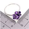 Image 3 : 7X5 mm OVAL AMETHYST FLOWER SHAPPED RING IN 14K WHITE GOLD PLATED OVER 925 STERLING SILVER - SIZE 7 
