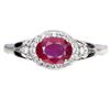 Image 1 : 7X5 mm RUBY AND CZ RING IN 14K WHITE GOLD PLATED OVER 925 STERLING SILVER - SIZE 7 - APPRAISED REPLA