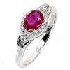 Image 2 : 7X5 mm RUBY AND CZ RING IN 14K WHITE GOLD PLATED OVER 925 STERLING SILVER - SIZE 7 - APPRAISED REPLA