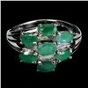 Image 1 : BEAUTIFUL EMERALD RING IN 14K WHITE GOLD PLATED OVER 925 STERLING SILVER - SIZE 7 - APPRAISED REPLAC