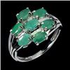 Image 2 : BEAUTIFUL EMERALD RING IN 14K WHITE GOLD PLATED OVER 925 STERLING SILVER - SIZE 7 - APPRAISED REPLAC