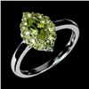 Image 2 : RICH MARQUISE CUT PERIDOT RING IN 14K WHITE GOLD PLATED OVER 925 STERLING SILVER - SIZE 8 - APPRAISE
