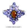 Image 1 : 7X5 mm BLACK OPAL AND TANZANITE IN 14K WHITE GOLD PLATED OVER 925 STERLING SILVER - SIZE 8 - APPRAIS
