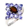 Image 2 : 7X5 mm BLACK OPAL AND TANZANITE IN 14K WHITE GOLD PLATED OVER 925 STERLING SILVER - SIZE 8 - APPRAIS