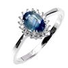Image 2 : 7X5 mm OVAL BLUE SAPPHIRE AND CZ RING IN 14K WHITE GOLD PLATED OVER 925 STERLING SILVER - SIZE 6 - A
