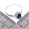 Image 3 : 7X5 mm OVAL BLUE SAPPHIRE AND CZ RING IN 14K WHITE GOLD PLATED OVER 925 STERLING SILVER - SIZE 6 - A