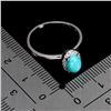 Image 3 : 7X5 mm OVAL TURQUOISE RINGIN 14K WHITE GOLD PLATED OVER 925 STERLING SILVER - SIZE 7 - APPRAISED REP