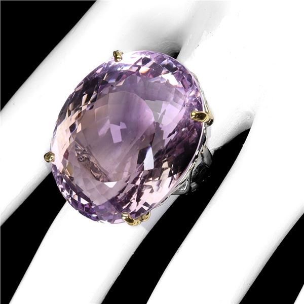 GIANT 76 CARATS OVAL CUT AMETRINE (AMETHYST AND CITRINE) IN 14K WHITE & YELLOW GOLD PLATED OVER 925 