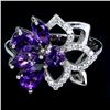 Image 1 : 6X4 mm PEAR AMETHYST RINGIN 14K WHITE GOLD PLATED OVER 925 STERLING SILVER - SIZE 6.5 - APPRAISED RE