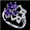 Image 2 : 6X4 mm PEAR AMETHYST RINGIN 14K WHITE GOLD PLATED OVER 925 STERLING SILVER - SIZE 6.5 - APPRAISED RE