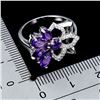 Image 3 : 6X4 mm PEAR AMETHYST RINGIN 14K WHITE GOLD PLATED OVER 925 STERLING SILVER - SIZE 6.5 - APPRAISED RE