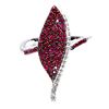 Image 1 : MYANMAR RUBY DIAMOND CUT AND WHITE TOPAZ RING IN 14K WHITE GOLD PLATED OVER 925 STERLING SILVER - SI