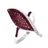 Image 2 : MYANMAR RUBY DIAMOND CUT AND WHITE TOPAZ RING IN 14K WHITE GOLD PLATED OVER 925 STERLING SILVER - SI