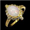 Image 2 : HUGE 10X8 mm FIRE OPAL RING IN 14K YELLOW GOLD PLATED OVER 925 STERLING SILVER - SIZE 8 - APPRAISED 