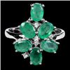 Image 1 : GOOD CLARITY EMERALD RING IN 14K WHITE GOLD PLATED OVER 925 STERLING SILVER - SIZE 8 - APPRAISED REP