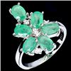 Image 2 : GOOD CLARITY EMERALD RING IN 14K WHITE GOLD PLATED OVER 925 STERLING SILVER - SIZE 8 - APPRAISED REP