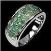 Image 2 : ROUND CUT EMERALD RING IN 14K WHITE GOLD PLATED OVER 925 STERLING SILVER - SIZE 7.5 - APPRAISED REPL