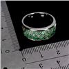 Image 3 : ROUND CUT EMERALD RING IN 14K WHITE GOLD PLATED OVER 925 STERLING SILVER - SIZE 7.5 - APPRAISED REPL
