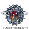 Image 1 : VALUABLE 8X6 mm BLACK OPAL AND BLUE SAPPHIRE RING IN 2-TONE BLACK RHODIUM AND 14K WHITE GOLD PLATED