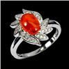 Image 2 : 8X6 mm OVAL ORANGE OPAL RING IN 14K WHITE GOLD PLATED OVER 925 STERLING SILVER - SIZE 6.5 - APPRAISE