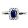 Image 1 : OCTAGON CUT 9X8 mm BLUE SAPPHIRE RING IN 14K WHITE GOLD PLATED OVER 925 STERLING SILVER - SIZE 8 - A
