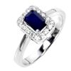 Image 2 : OCTAGON CUT 9X8 mm BLUE SAPPHIRE RING IN 14K WHITE GOLD PLATED OVER 925 STERLING SILVER - SIZE 8 - A