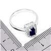 Image 3 : OCTAGON CUT 9X8 mm BLUE SAPPHIRE RING IN 14K WHITE GOLD PLATED OVER 925 STERLING SILVER - SIZE 8 - A