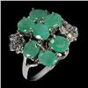 Image 2 : EMERALD RING IN 14K WHITE GOLD PLATED OVER 925 STERLING SILVER - SIZE 8 - APPRAISED REPLACEMENT VALU