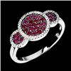 Image 2 : MYANMAR RUBY DIAMOND CUT AND WHITE TOPAZ RING IN 2-TONE BLACK RHODIUM AND 14K WHITE GOLD PLATED OVER