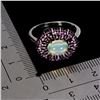 Image 3 : 8X6 mm FIRE OPAL AND DIAMOND CUT RUBY RING IN 14K WHITE GOLD PLATED OVER 925 STERLING SILVER - SIZE 