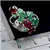 Image 3 : SOPHISTICATED 5X4 mm EMERALD AND RUBY RING IN 14K WHITE GOLD PLATED OVER 925 STERLING SILVER - SIZE 