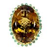 Image 2 : HUGE 56 CARATS OVAL CITRINE AND EMERALD RING IN 14K WHITE & YELLOW GOLD PLATED OVER 925 STERLING SIL
