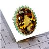 Image 3 : HUGE 56 CARATS OVAL CITRINE AND EMERALD RING IN 14K WHITE & YELLOW GOLD PLATED OVER 925 STERLING SIL