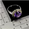 Image 3 : BIG 10 mm ROUND CUT AMETHYST AND PERIDOT RING IN 14K WHITE GOLD PLATED OVER 925 STERLING SILVER - SI