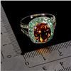 Image 3 : LUXURY BIG 12X10 mm OVAL CITRIN, EMERALD AND PERIDOT RING IN 14K WHITE GOLD PLATED OVER 925 STERLING