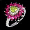 Image 2 : TRILLIANT CUT PERIDOT AND MARQUISE PINK TOPAZ RING IN 14K WHITE GOLD PLATED OVER 925 STERLING SILVER