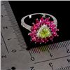 Image 3 : TRILLIANT CUT PERIDOT AND MARQUISE PINK TOPAZ RING IN 14K WHITE GOLD PLATED OVER 925 STERLING SILVER