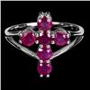 Image 1 : RUBY CROSS SHAPPED RING IN 14K WHITE GOLD PLATED OVER 925 STERLING SILVER - SIZE 8 - APPRAISED REPLA