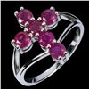 Image 2 : RUBY CROSS SHAPPED RING IN 14K WHITE GOLD PLATED OVER 925 STERLING SILVER - SIZE 8 - APPRAISED REPLA